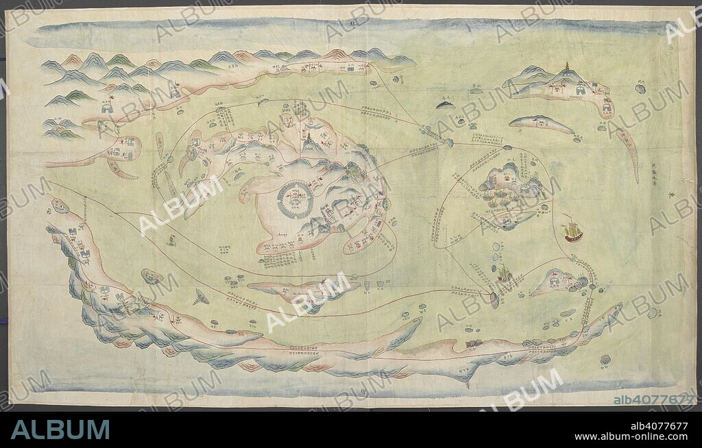 A Chinese coloured map of the town of Amoy. A CHINESE coloured map of the town of Amoy, with harbour, islets, etc. Paper roll. Presented by Capt. R. Collinson, R.N. Source: Add. 17722.