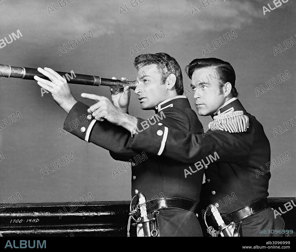 JEFF CHANDLER y SCOTT BRADY en YANKEE BUCCANEER, 1952, dirigida por FREDERICK DE CORDOVA. Copyright UNIVERSAL INTERNATIONAL PICTURES.
