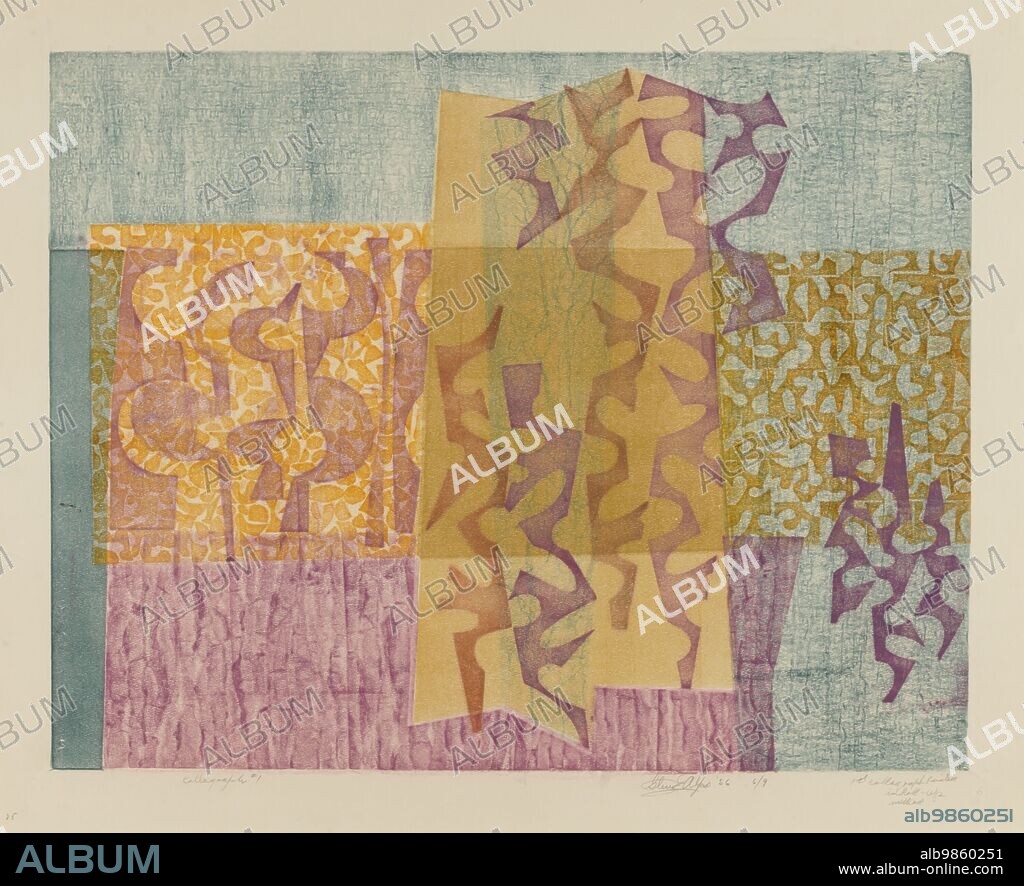 Glen Alps/ Collagraph #1, 1956, color collagraph on paper, 60.6 x 74.2 cm, © 1978, Glen E. Alps.