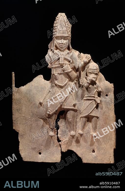 West African, Benin, Nigeria, 17th century. Oba (King of Benin) with his entourage. Bronze relief, height 43.3 cm. Benin City (Nigeria), National Museum.