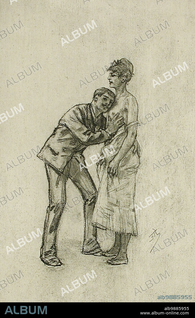 FÉLICIEN ROPS. Auscultation, 1893. From Les Sonnets du Docteur.