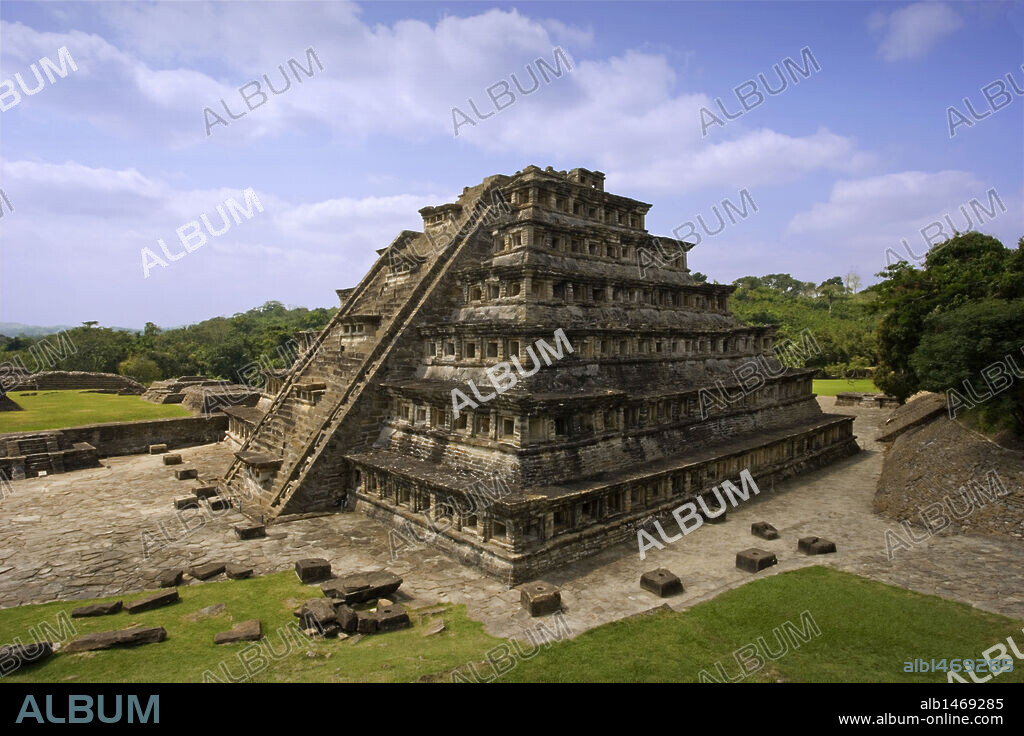 Mexico. Archaeological Site of El Tajin. Founded in the 4th century, achieved its greatest splendor between 800 and 1200. Pyramid of the Niches. Near Papantla. Veracruz State.