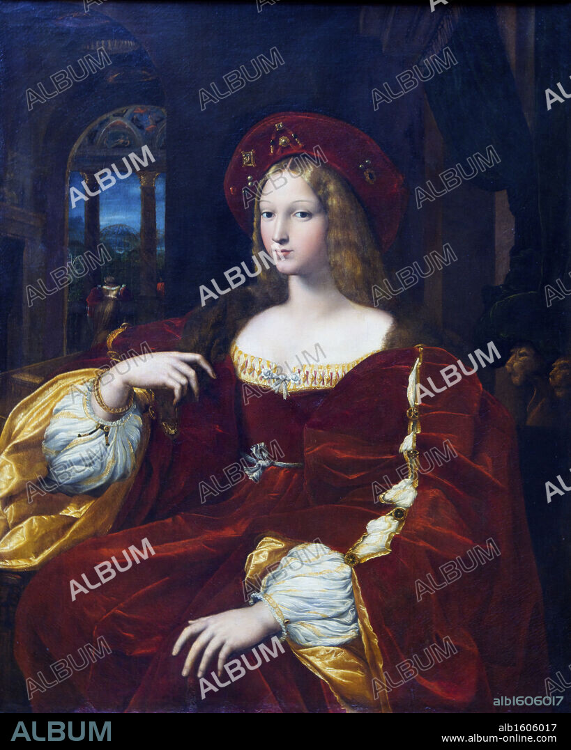 Portrait of Dona Isabel de Requesens (Joan of Aragon) by Raphael Santi, 1518, France, Paris, Musee du Louvre.