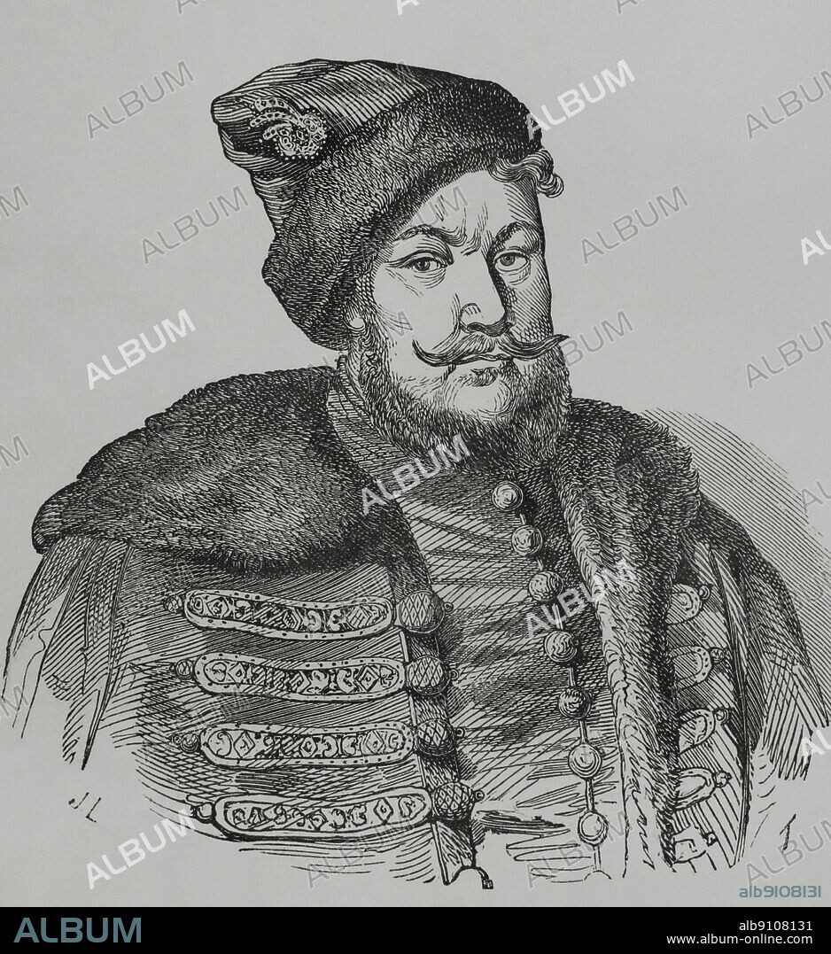 Juan Draskovics (1603-1648). Palatino de Hungría (1646-1648) durante el reinado de Fernando III de Habsburgo. Retrato. Grabado. "Los Héroes y las Grandezas de la Tierra". Tomo VI. 1856.