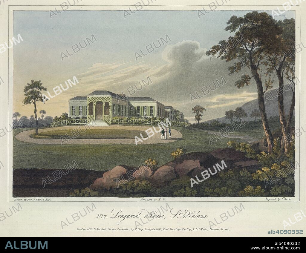 JAMES WATHEN. Longwood House, St. Helena. Longwood House, St. Helena. In: A series of Views. London, 1821. Source: Maps.3.c.38, 7. Language: English.