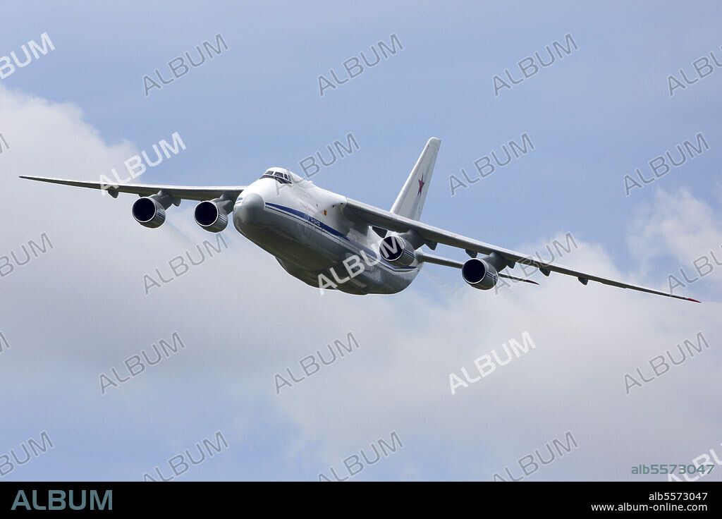 An-124 Ruslan military transport aircraft of the Russian Air Force in flight.