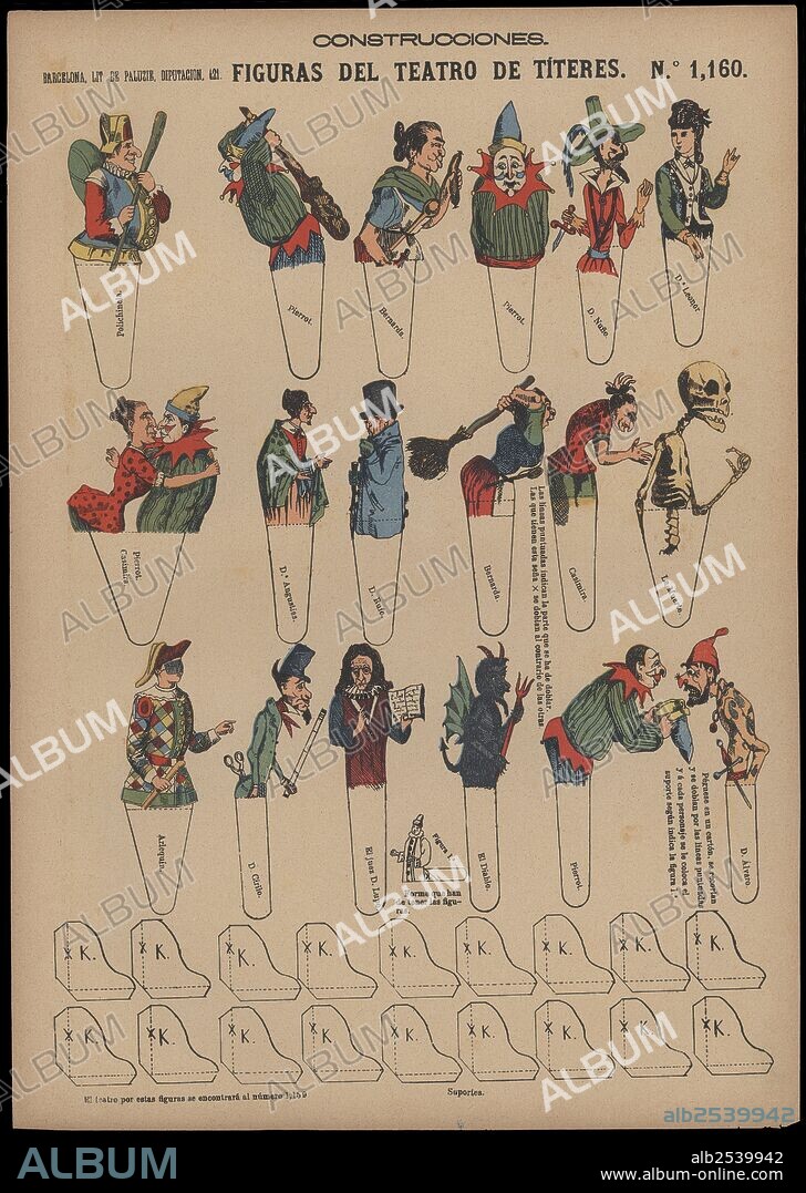Construcciones infantiles. Teatro de títeres. Figuras y personajes. Editorial Paluzie, de Barcelona. Años 1910.