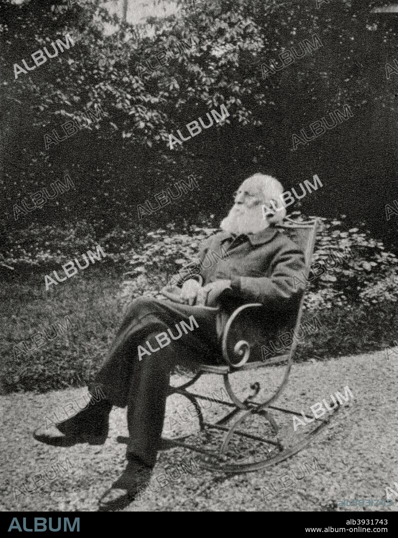 Frederic Passy, French economist and writer, 1901. Passy (1822-1912) shared the first Nobel Peace prize with Henri Dunant in 1901. A photograph from Album de Photographies dans L'Intimite de Personnages Illustres, 1855-1915, 7th album, Editions MD, Paris.