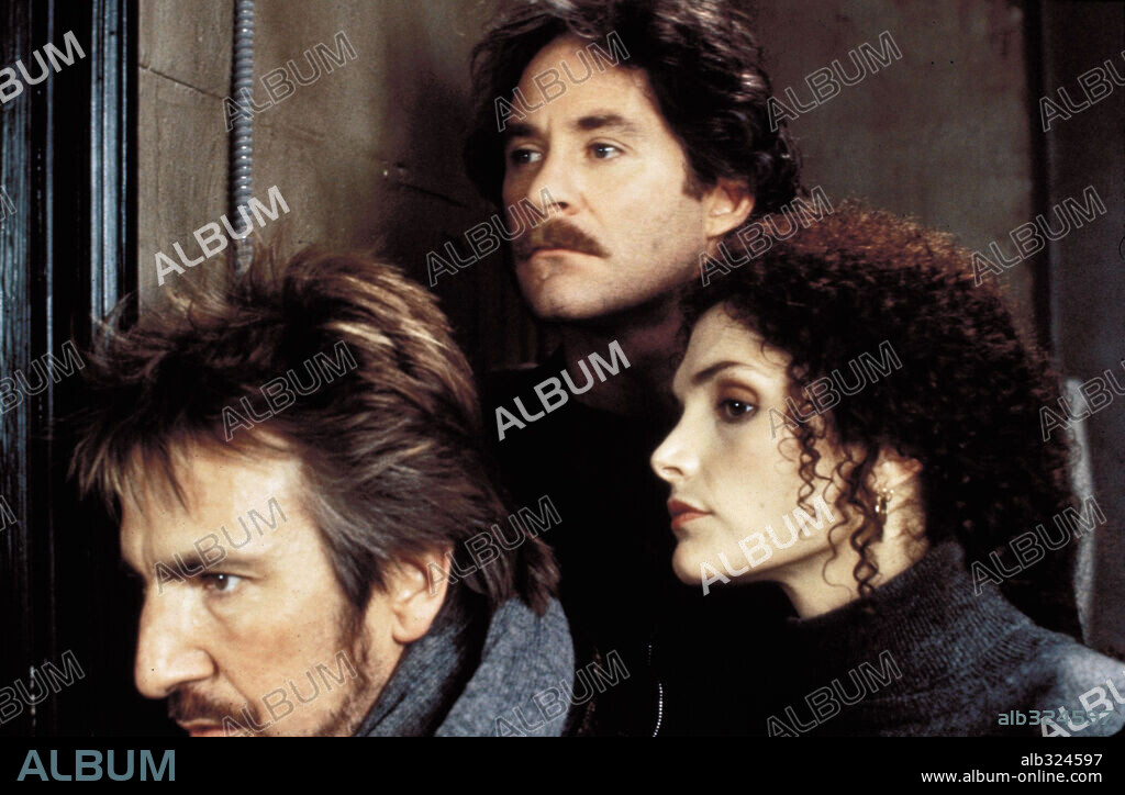 ALAN RICKMAN, KEVIN KLINE und MARY ELIZABETH MASTRANTONIO in THE JANUARY MAN, 1989, unter der Regie von PAT O'CONNOR. Copyright METRO GOLDWYN MAYER / SEIDA, TAKASHI.