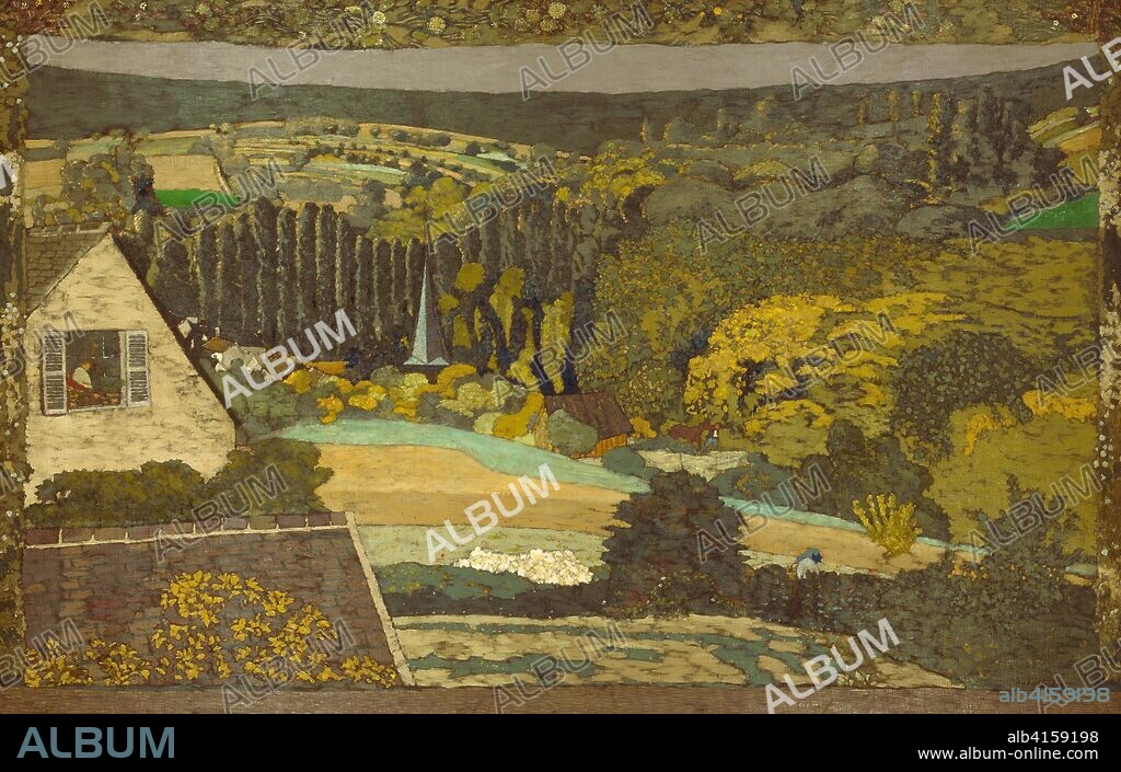 EDOUARD JEAN VUILLARD. Landscape: Window Overlooking the Woods. Edouard Vuillard; French, 1868-1940. Date: 1899. Dimensions: 96 1/8 × 149 in. (249.2 × 378.5 cm). Oil on canvas. Origin: France.