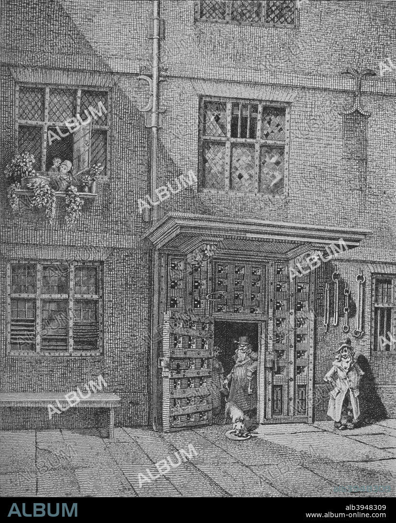 Inside view of the Poultry Compter, City of London, 1813 (1911). Poultry Compter was a small prison, run by a Sheriff of the City of London from medieval times until 1815. Its name comes from its location on a section of Cheapside called Poultry. From London - The City, by Sir Walter Besant. [Adam & Charles Black, London, 1911].