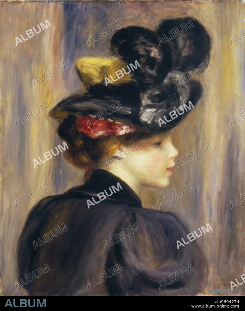 Jeune Femme au Chapeau Noir - 1895. Young Woman in a Black Hat. Pierre-Auguste Renoir (February 25, 1841- December 3, 1919) was a French artist who painted in the impressionist style. From the collection of Madame D'Alayer (nee Marie-Louis Durand-Ruel). ©TopFoto.