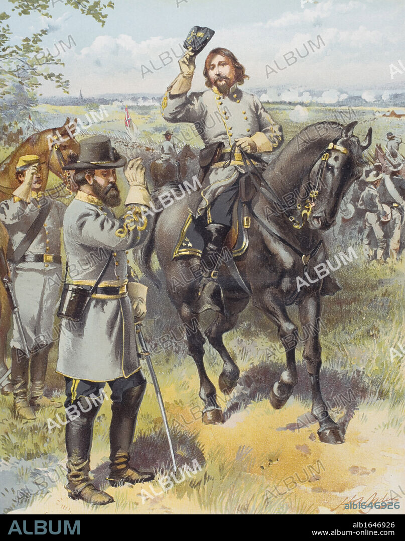 General Pickett taking the order to charge from General Longstreet Battle of Gettysburg July 3 1863 Artist H.A. Ogden.