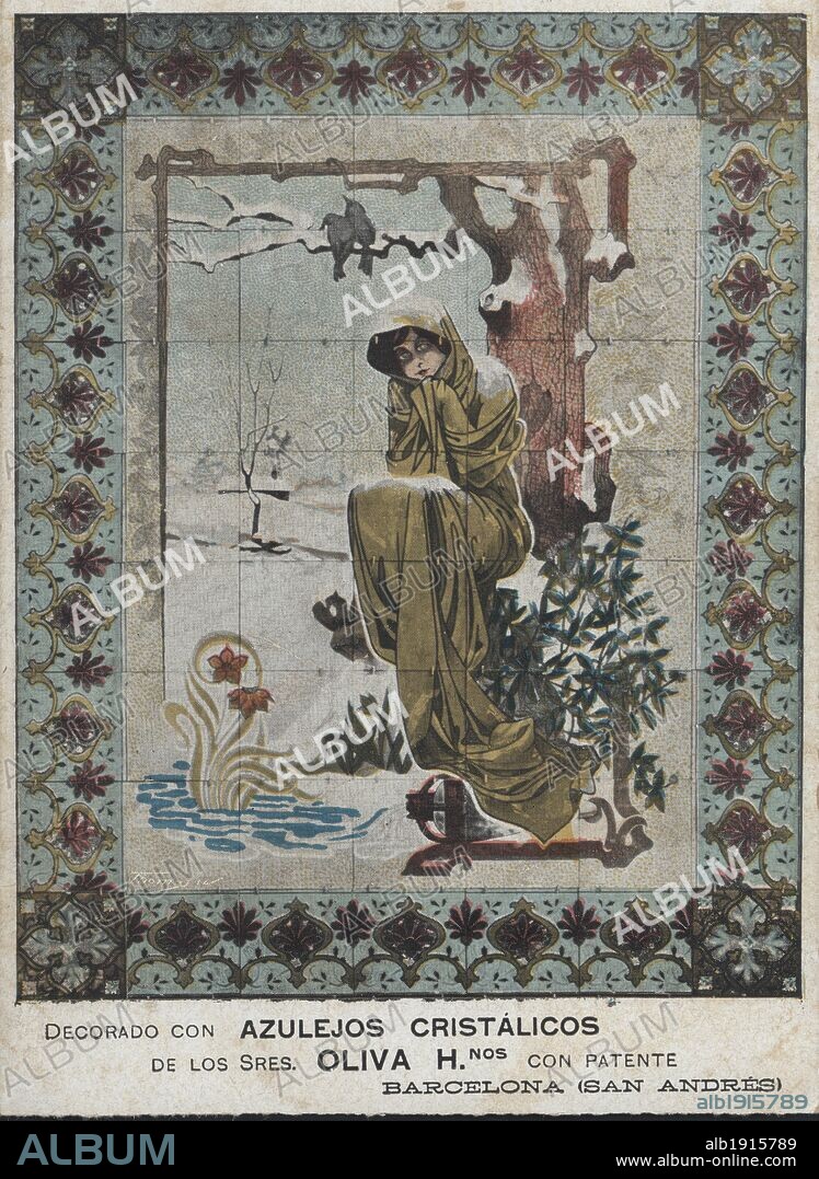 Publicidad de Azulejos Oliva Hermanos, Barcelona. Años 1910.