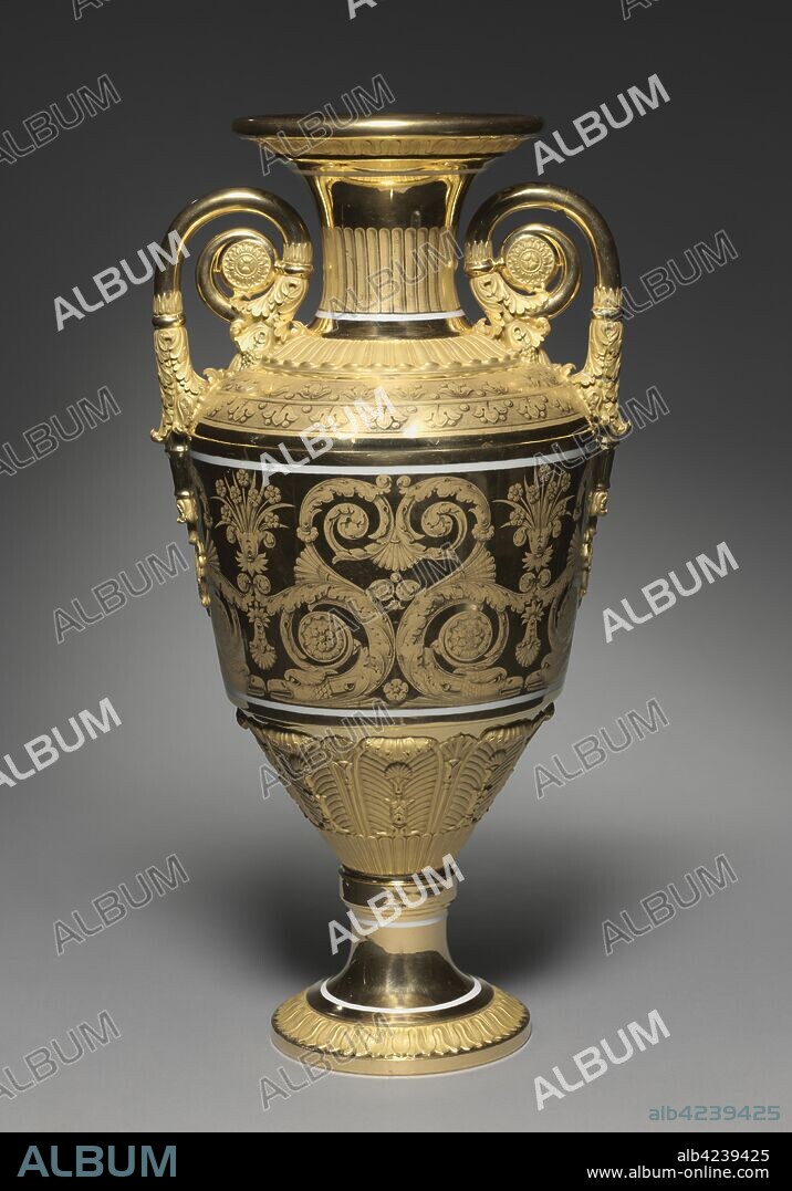 Vase, c. 1820-1830. St. Petersburg Imperial Porcelain Factory (Russian). Gilt porcelain; overall: 55.3 x 29.3 cm (21 3/4 x 11 9/16 in.).