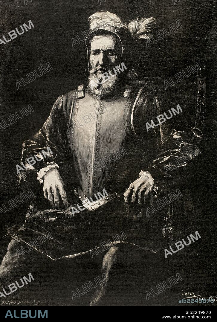 Miguel Lopez de Legazpi (1503-1572). Spanish admiral and governor. Engraving by Weber. The Artistic Illustration, 1886.