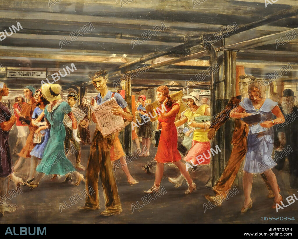 Reginald Marsh / Subway-14th Street, 1930. egg tempera on canvas, mounted on masonite. 91.4 × 121.9 cm.