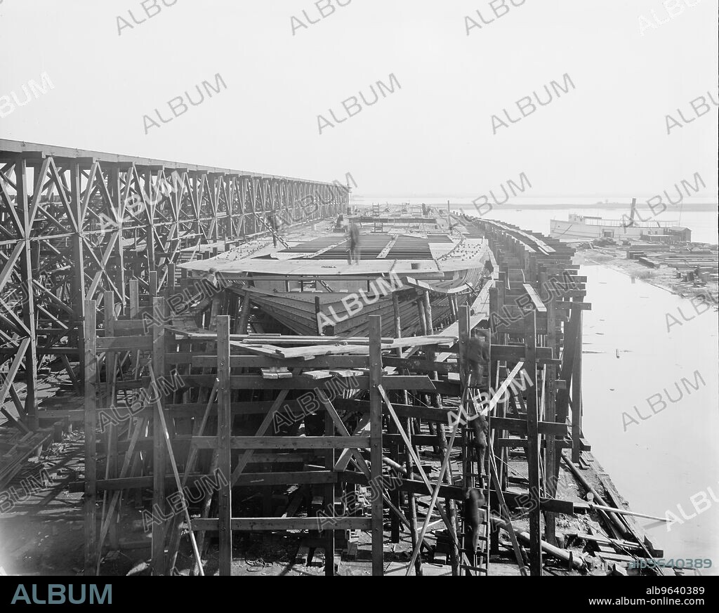 City of Cleveland, Steamer #168 on the ways, 1907.