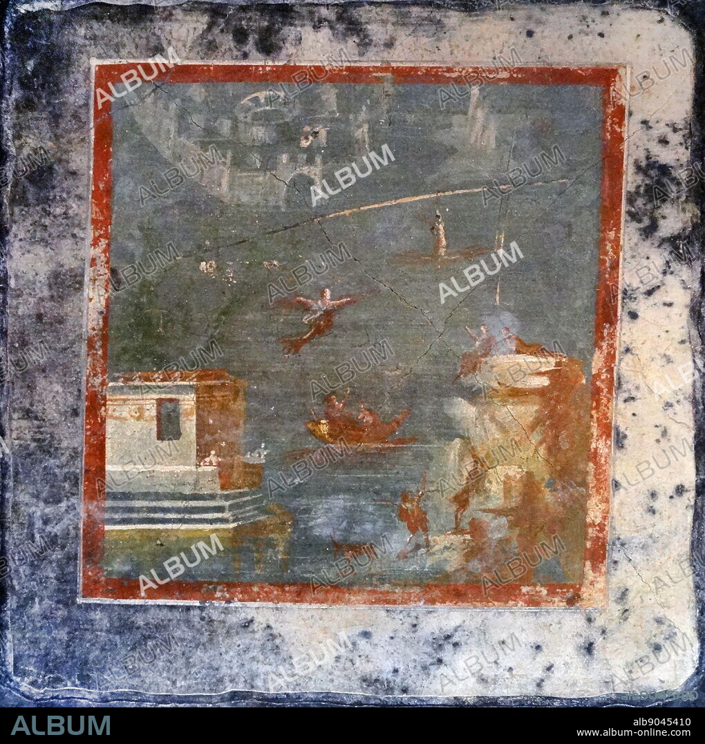 Panel from a painted wall: Icarus falls to the sea Roman, about AD 50-76 From Pompeii. Icarus' father Daedalus, who made his wings, flies unaware of his sons fate.