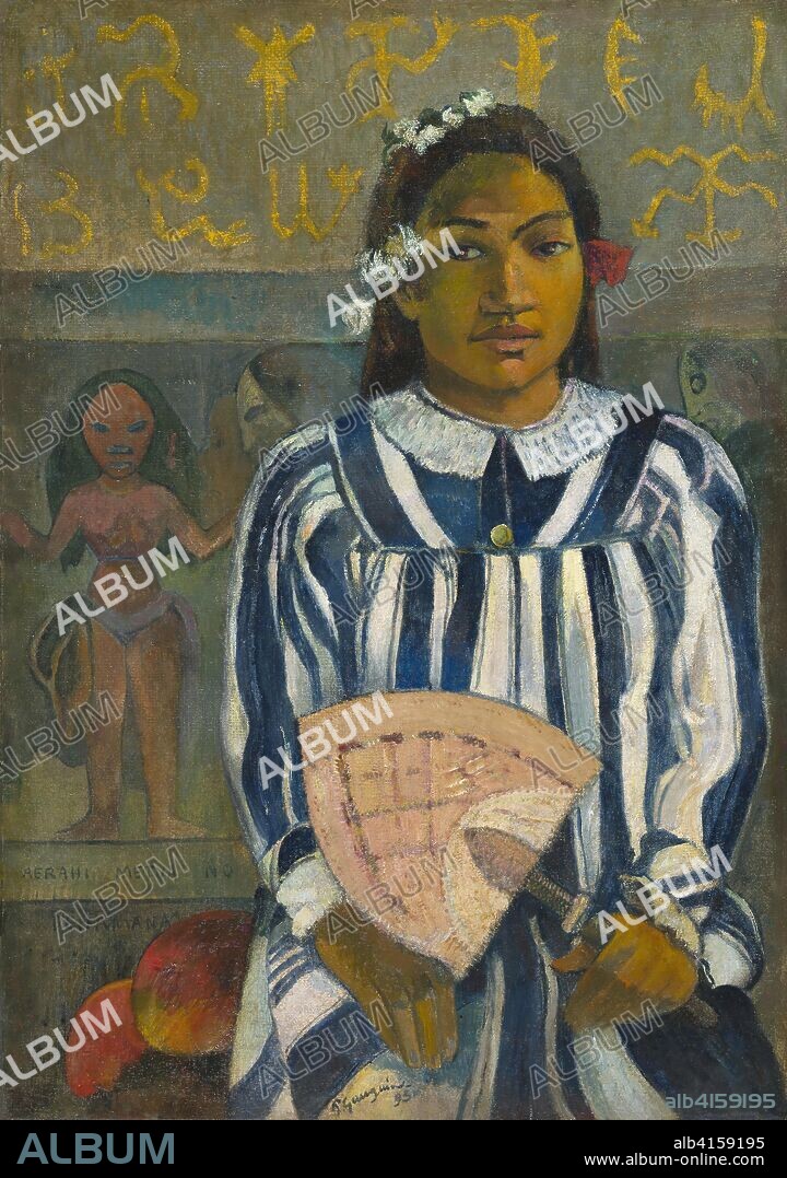 Merahi metua no Tehamana (Tehamana Has Many Parents or The Ancestors of Tehamana). Paul Gauguin; French, 1848-1903. Date: 1893. Dimensions: 75 × 53 cm (29 1/2 × 20 7/8 in.). Oil on jute canvas. Origin: France.