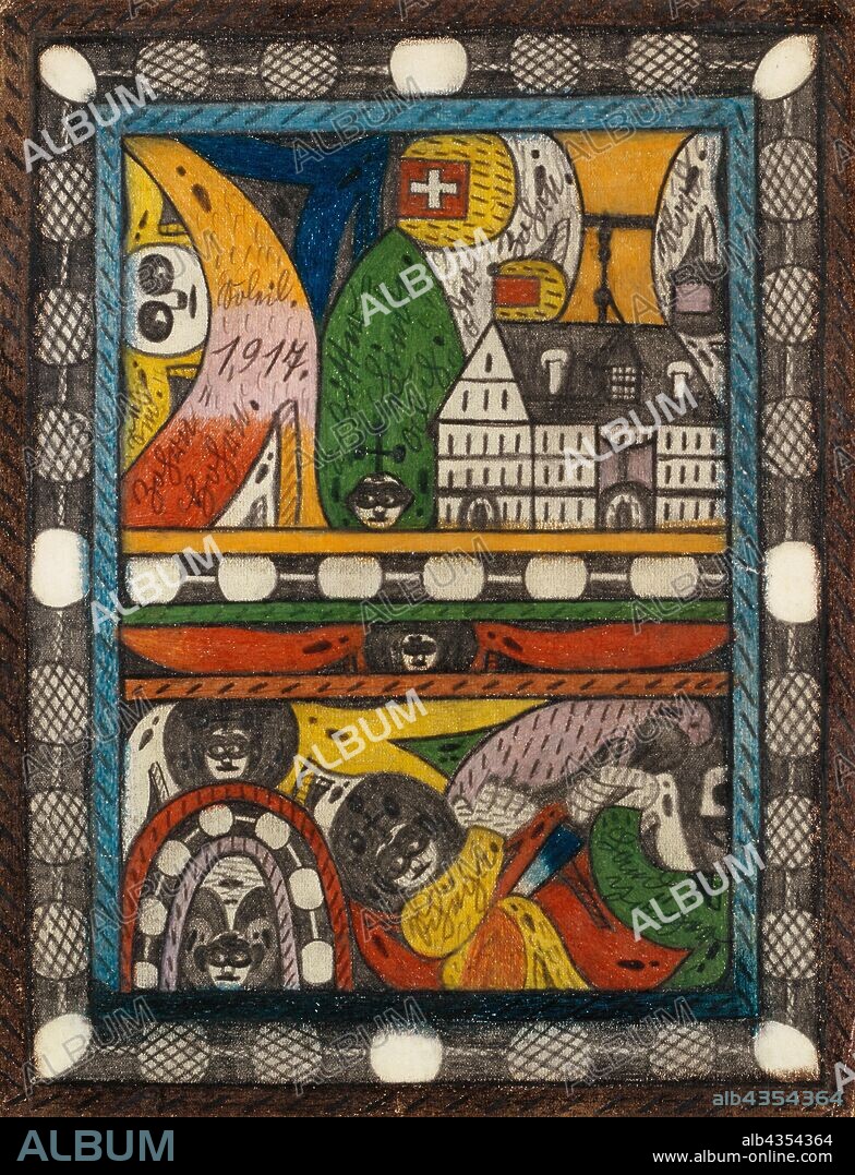 The Zohrn, Schiiga and Land = Hunter, 1917, pencil and crayon, sheet: 29 x 22.4 cm, recto [above, from left to right] South., Soleil., 1,917., Zohrn =, Hohrn., Zitter =, Linden., Senner =, Alp., The Zohrn., North., [bottom center] Schiiga., [bottom right] Land =, Huntsman Verso 7. St. Marietta, Great, Great = Keys and Great = God Great Great = Highness, Krohn =, Princess of Zohrn, is my, future, dear, Ditto, /, Big size = Keizer, Big =, Goddess and, at the same time, my, Base., Here, on the front page, is the, Zohrn: In the foreground, the equal, giant = city., The largest, Indian Giants = Cities, have /, following, calculation = approaches., Zohrn, 250,000,: Women = Hall, 225,000:, Sister = Hall, 200,000 ,: See = Roosen = Hall, 175,000: Roosen = Hall, 150,000: Skt., Adolf = Lake, 125,000: And Daali, 100,000, hour, ., The rest, [right on the edge, v.u.n.o.] Skt. Adolf, II. Bern., Adolf Wölfli, Bowil/Bern 1864–1930 Bern.