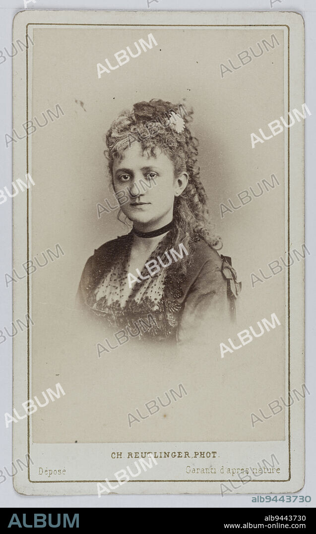 Portrait of Mademoiselle Polliart, known as Mademoiselle Priola, actress and singer at the Opéra comique Paris France between 1872 and 1874, Reutlinger, Charles, Photographer, Between 1860 and 1890, 2nd half of the 19th century, Graphic Arts, Photography, Albumen print, Height: 8.9 cm, Width: 5.5 cm.