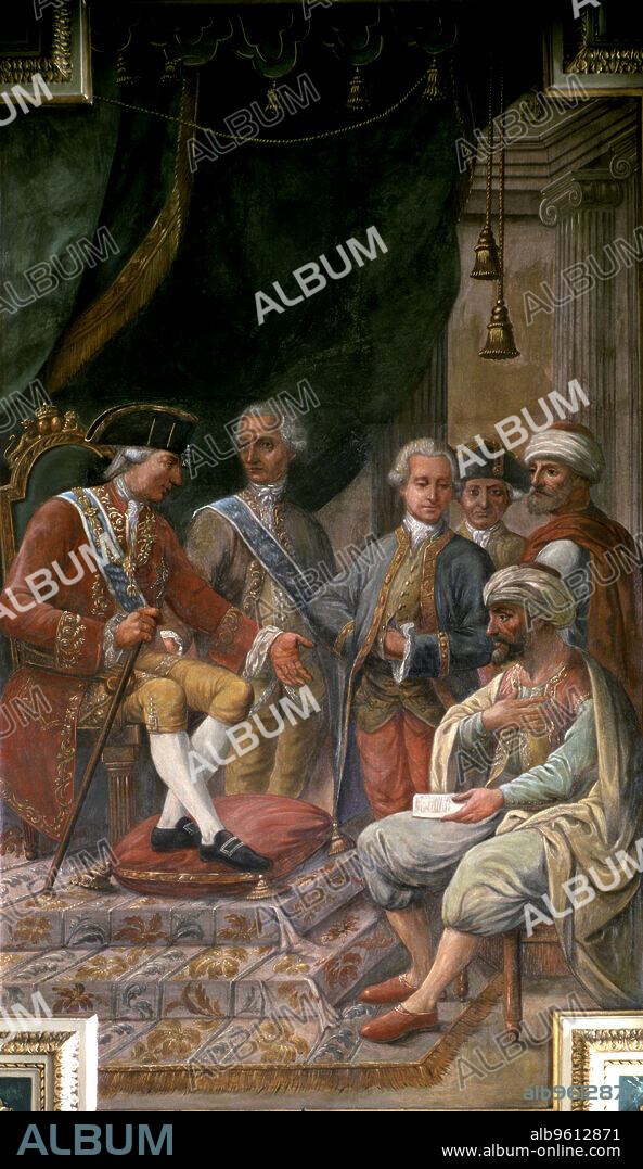 Signature of the treaty of peace, friendship and commerce between Charles III and the King of Morocco on March 1, 1799.