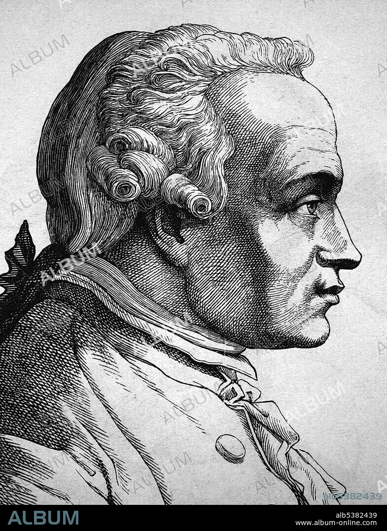 Immanuel Kant, 1724 - 1804, philosopher, portrait, historical illustration, 1880
