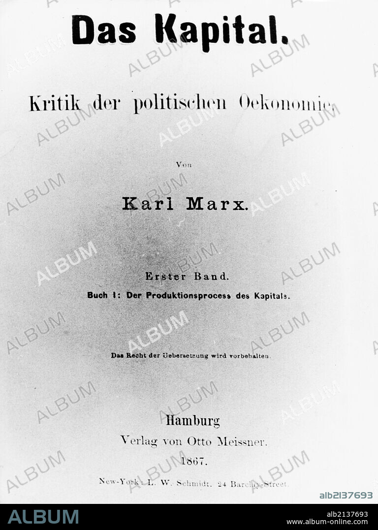The title page of the first german edition of 'das kapital' by karl marx (hamburg, 1867) .
