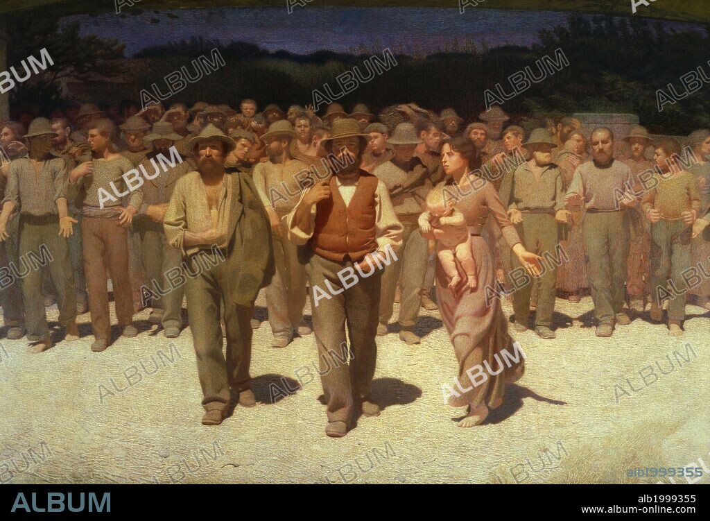 GIUSEPPE PELIZZA DA VOLPEDO. Giuseppe Pellizza da Volpedo / 'El cuarto estado', 1901, Óleo sobre lienzo, 293 × 545 cm.