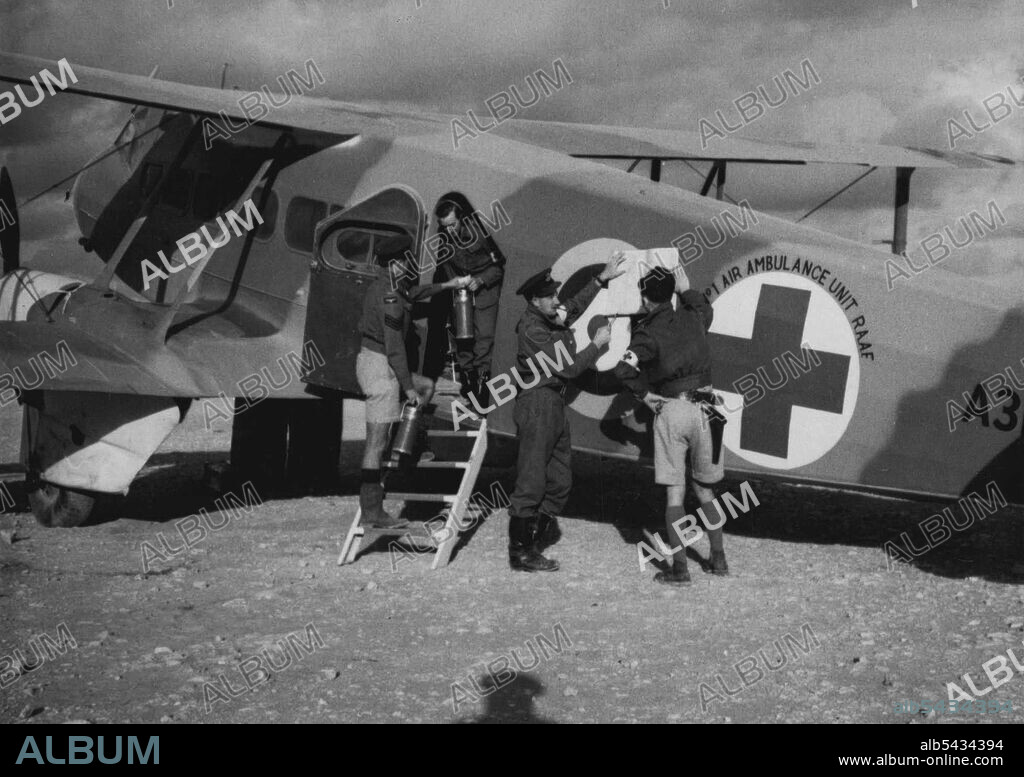 132 Aviation - Ambulance Planes (See Also: Mercy Flights, Hospital & Medical; Dr. M. Caldwell, Late, Dr. J. Flynn, Dr. A. Vickers). May 11, 1943. (Photo by A.I.F. Photograph).