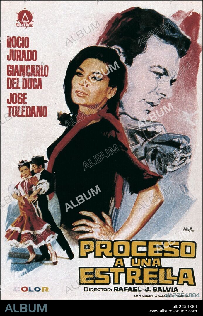 . CARTEL DE " PROCESO A UNA ESTRELLA ". DIRECTOR , RAFAEL J SALVIA , AÑO 1966. ROCIO JURADO.