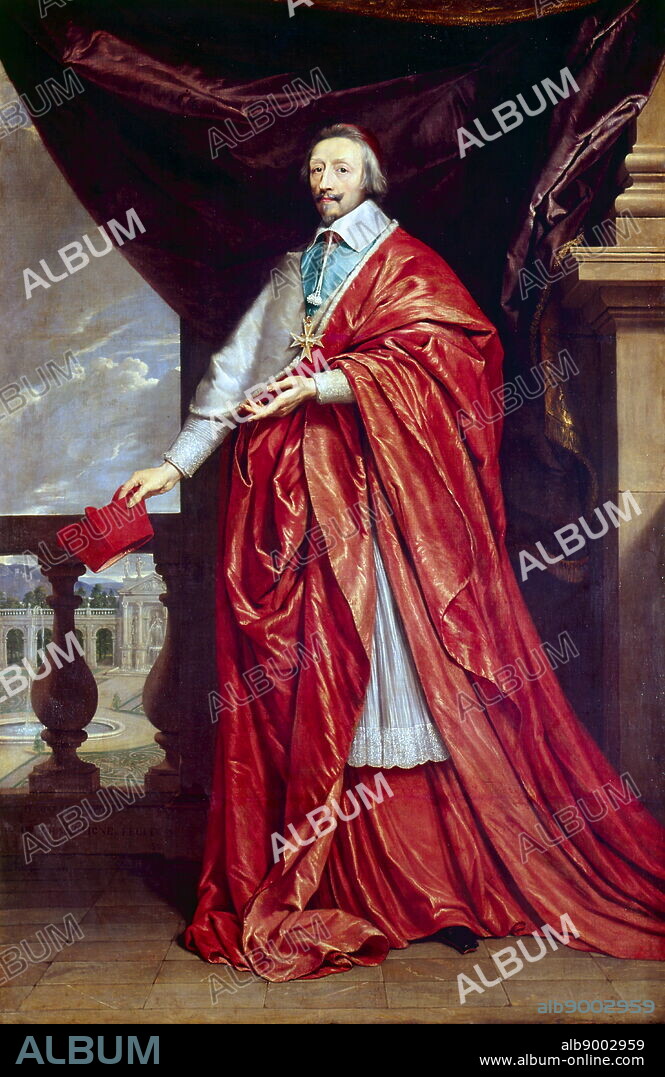 Philippe de Champaigne (1602-74). Portrait of Armand Jean Duplessis, Duc de Richelieu (1585-1642) Cardinal Richelieu. French prelate and statesman: Cardinal 1624: Minister of state to Louis XIII and de facto ruler of France from 1629. Full length portrait 1640.