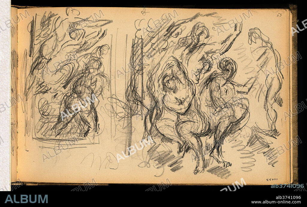 PAUL CEZANNE. Two Studies for "The Judgement of Paris" or "The Amorous Shepherd". Dated: 1883/1886. Dimensions: overall: 15.2 x 23.7 cm (6 x 9 5/16 in.). Medium: graphite on wove paper.