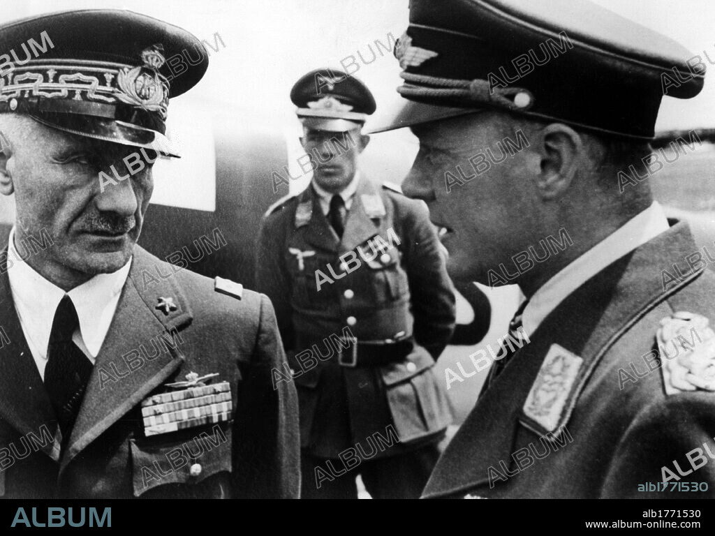 Francesco Pricolo with Hans Geisler. The Italian General Francesco Pricolo, undersecretary of the Air Force Ministry, chatting with the German General Hans Geisler, commanding officer of the German Air Corp. Sicily, 10th May 1941.