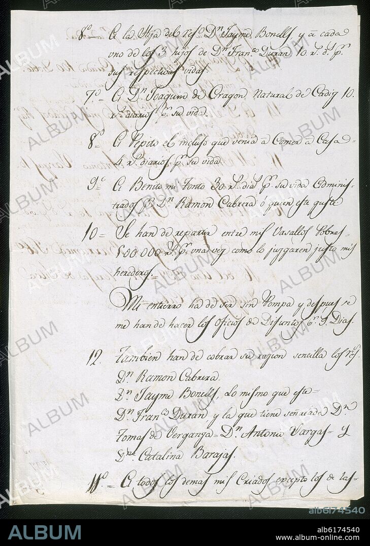 TESTAMENTO DE LA DUQUESA DE ALBA-MARIA DEL PILAR TERESA CAYETANA DE SILVA Y ALVAREZ DE TOLEDO-1803-.