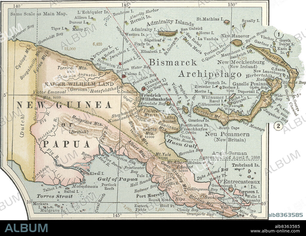 Map of New Guinea and Bismarck Archipelago.