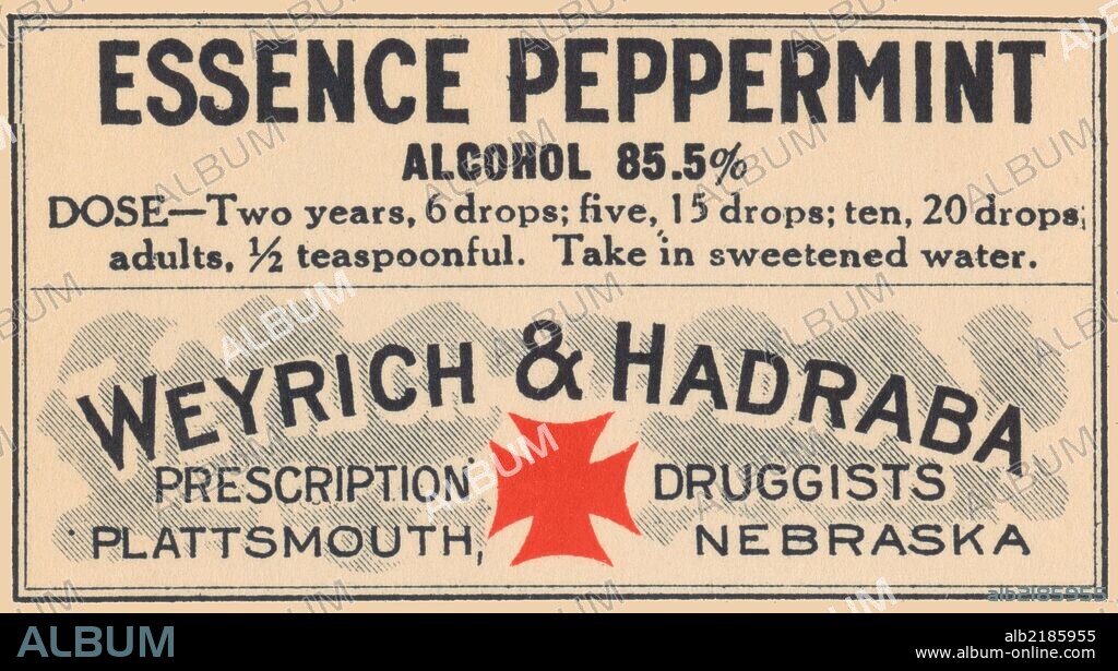 A 1920's pharmacy bottle label.  Many of these were quack cures and the main ingredient often was alcohol.