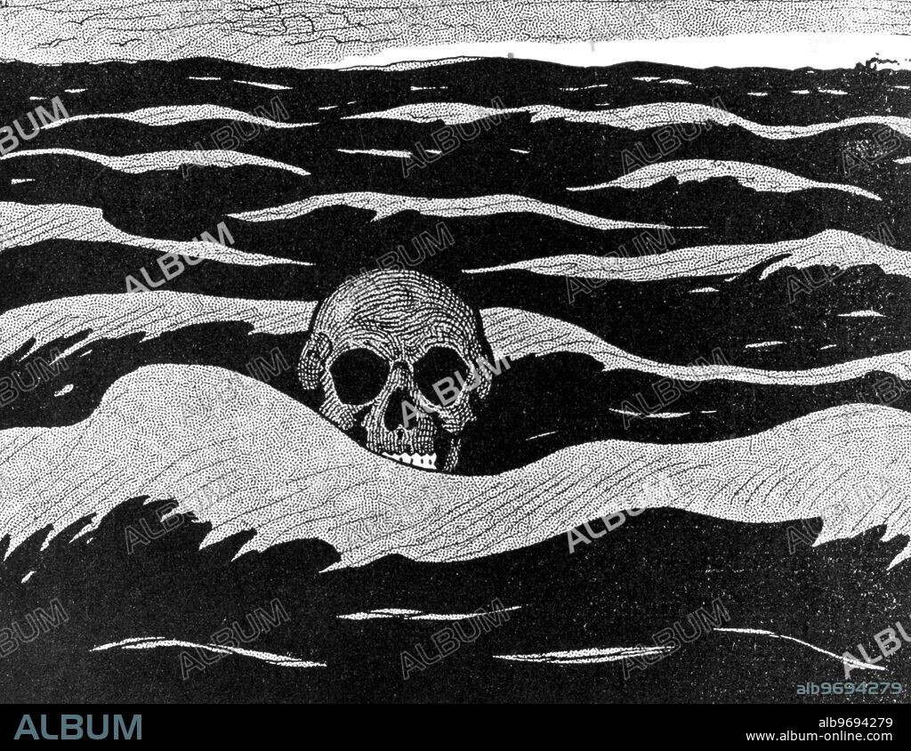 The floating mine . Dutch caricature by Albert Hahn from De Notenkraker . From Der Weltkrieg in der Karikatur.