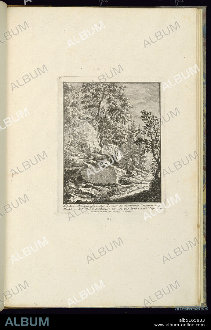 Design for a Landscape with Rocks, François de Cuvilliés the younger, German, 1731 - 1777, François de Cuvilliés the younger, German, 1731 - 1777, François de Cuvilliés the younger, German, 1731 - 1777, Etching and engraving on off-white laid paper, Germany, 1745, landscapes, Print, Print.