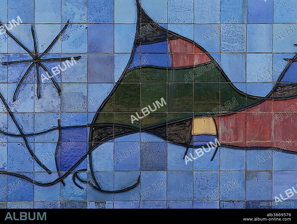 Ceramic wall by Joan Miró, Parc de la Mar, Palma de Mallorca, Majorca, Balearic Islands, Spain
