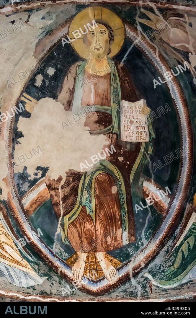 Pinturas murales del ábside de la Basílica de la Santísima Trinidad de Saccargia, Siglo XII, Codrongianos, Cerdeña, Italia.