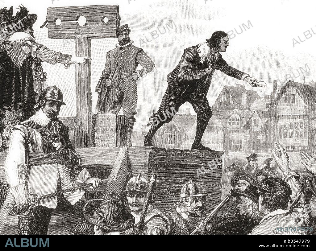 John Lilburne on the pillory, 1638, arrested for printing and circulating unlicensed books. John Lilburne, 1614 – 1657, aka Freeborn John. English political Leveller. From The Century Edition of Cassell's History of England, published 1901.