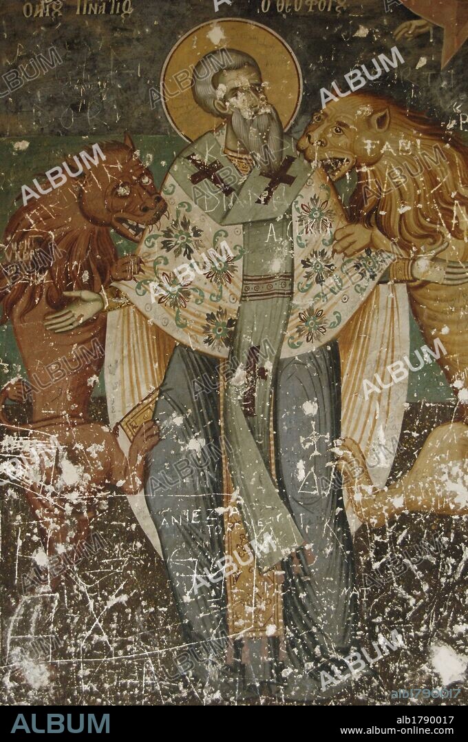 Republic of Albania. Moscopole. Frescoes at the exonarthex of Saint Nicholas Church. 18th century. By brothers Kostandin and Athanas Zografi.