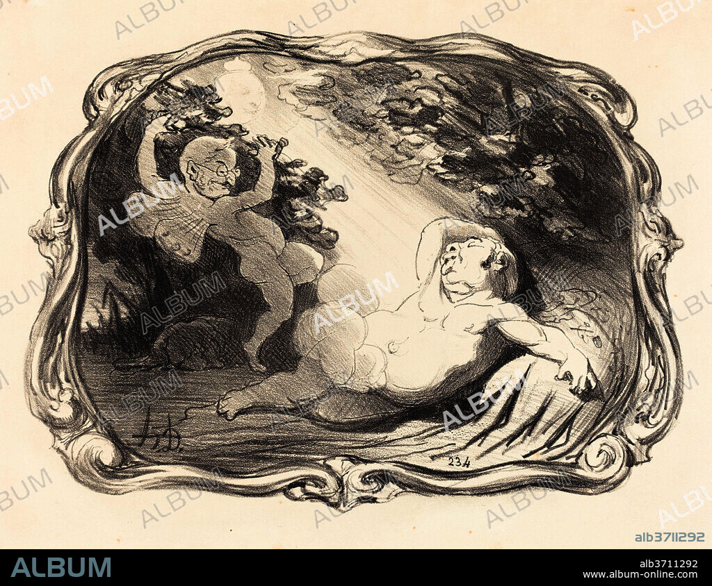 HONORE DAUMIER. Le Sommeil d'Endymion-Berryer. Dated: 1851. Medium: lithograph.