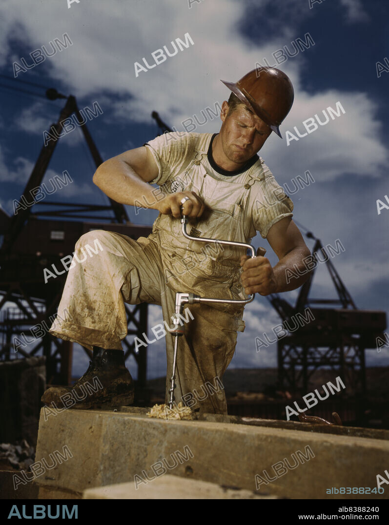 ALFRED T PALMER. Carpenter at work on Douglas Dam, Tennessee (TVA).