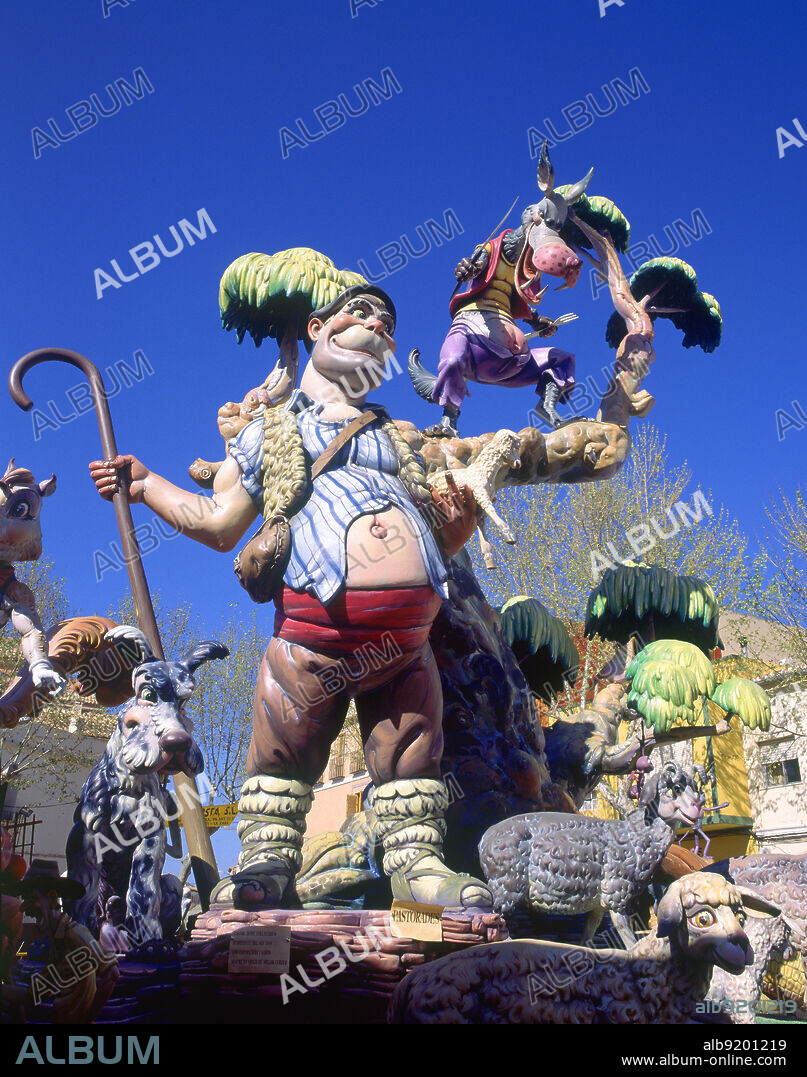 PASTOR - DETALLE DE UNA FALLA EN LAS FIESTAS DE SAN JOSE - FOTO AÑOS 90.