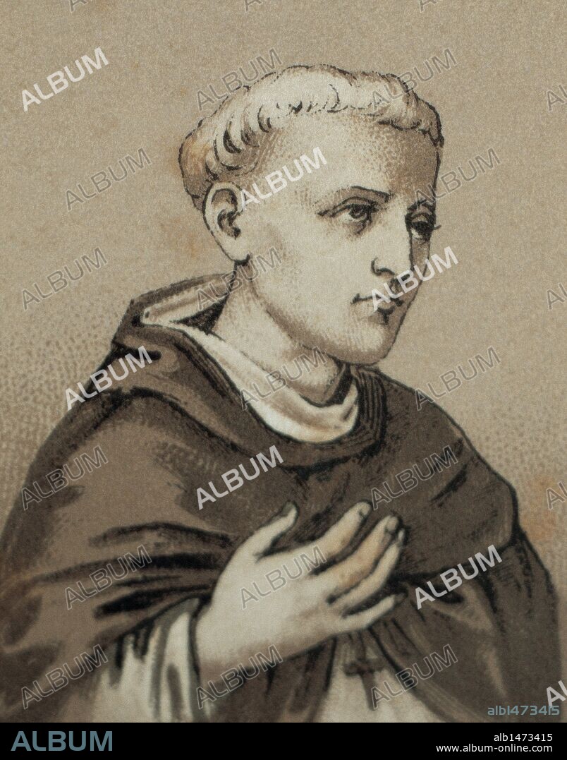 Domingo de Betanzos (1430-1549). Spanish missionary. Mexican engraving, 1885. Department of Prints and Engravings. Library of Catalonia. Barcelona. Spain.