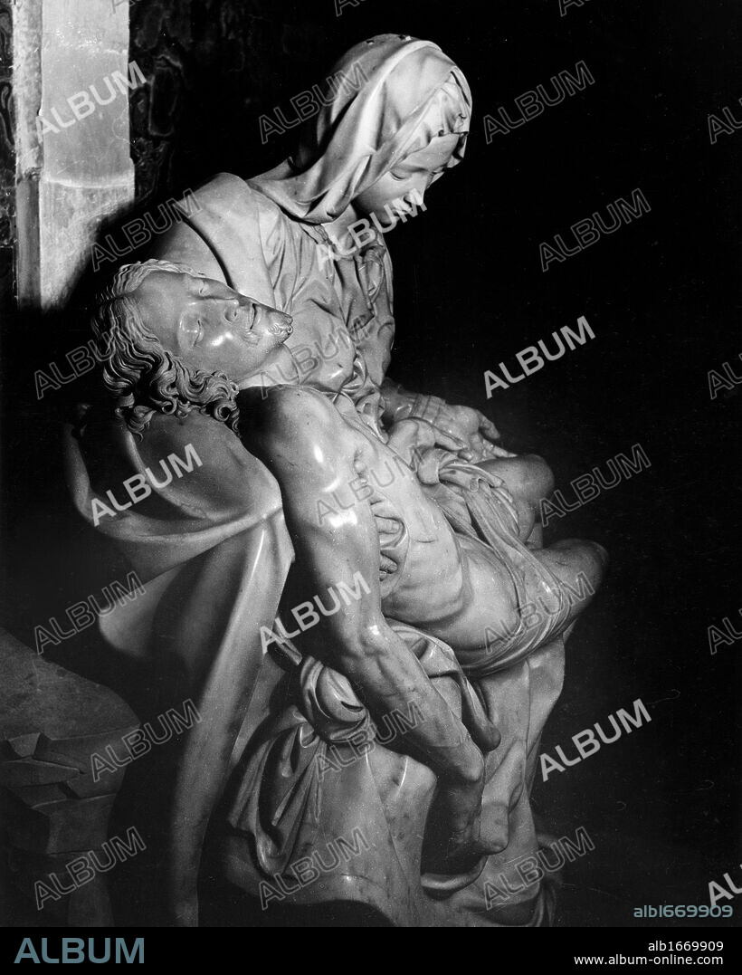 Pieta by Michelangelo Buonarroti, marble, 1499, 1475-1564, Italy, Vatican, St. Peter's Basilica.