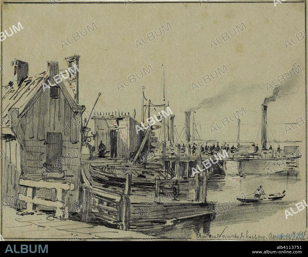 At the Nieuwestadsherberg in Amsterdam. publisher: L. Michau. Draughtsman: Pieter van Loon. Print maker: Donjean. Dating: 14-Jun-1848. Measurements: h 146 mm × w 185 mm.